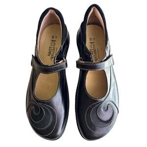 Naot Sea Mary Jane Casual Shoes Women's EU40 9-9.5 Black Leather Suede Swirl